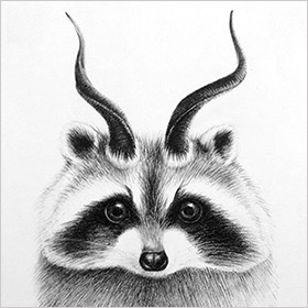 Horned critters series - raccoon - click here for a larger image